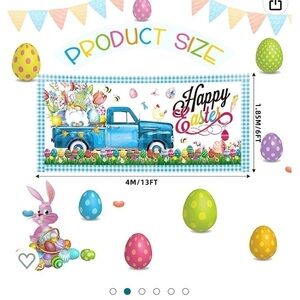 New  Easter Garage Door/Banner Cover 6x13ft Easter Eggs Bunny Buffalo Plaid